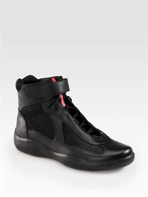 prada mens high top shoes|Prada shoes all black.